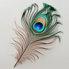 Fototapeta premium peacock feather isolated on white
