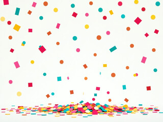 Colorful Confetti Falls Gently On A Clear Background Adding A Vibrant Touch To Party Decorations In A Playful Manner. 00001
