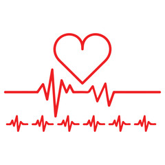 heartbeat line icon collection with a heart symbol, cardiology, medical pulse