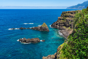 Scenic sight in the beautiful village of Seixal on a sunny summer day, on Madeira Island, Portugal