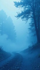 Fototapeta premium Soft blue misty atmosphere, blue, fog