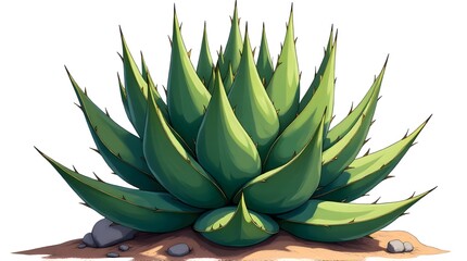 Fototapeta premium Stunning Agave Plant Illustration Desert Botanical Art