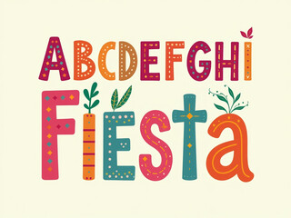 Colorful Alphabet Letters In Playful, Fun Fonts Create Vibrant Fiesta Logos And Festive Typography For Mexican Headlines And Greetings. 00001