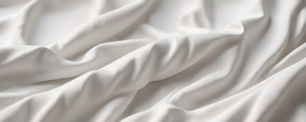 Obraz premium Soft white cotton fabric texture background with subtle weave and gentle ridges, natural fiber, background