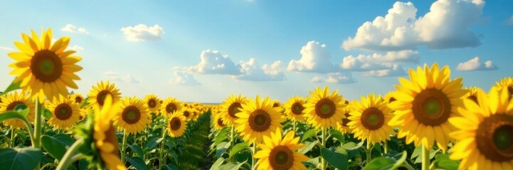 Obraz premium Sunflower field landscape, countryside, flowers