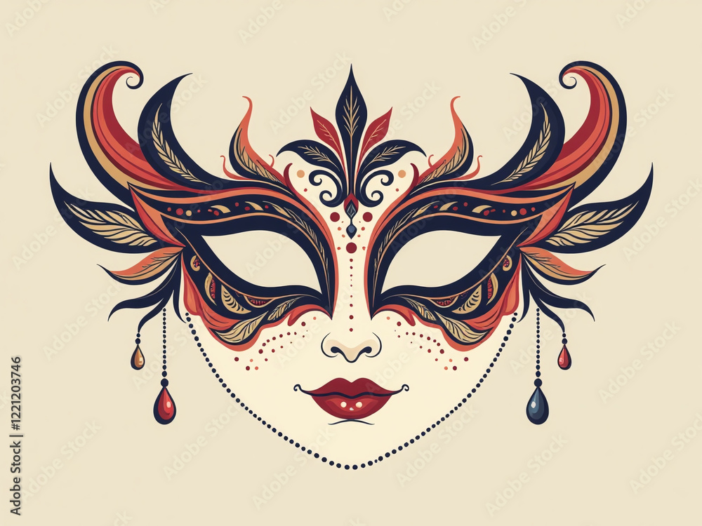 Poster carnival mask is a classic example of beauty in simplicity with clean lines and elegant design appea