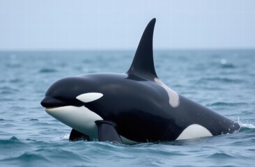 Fototapeta premium The orca (Orcinus orca), or killer whale, is a toothed whale and the largest member of the oceanic dolphin family.