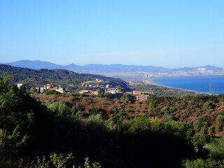 Obraz premium algeria, village, mediterranean sea, africa, north africa, algiers, aerial africa, algeria village, algerian, african village, algeria tourism, aerial, arab, road, arabic, jijel, morning, african.