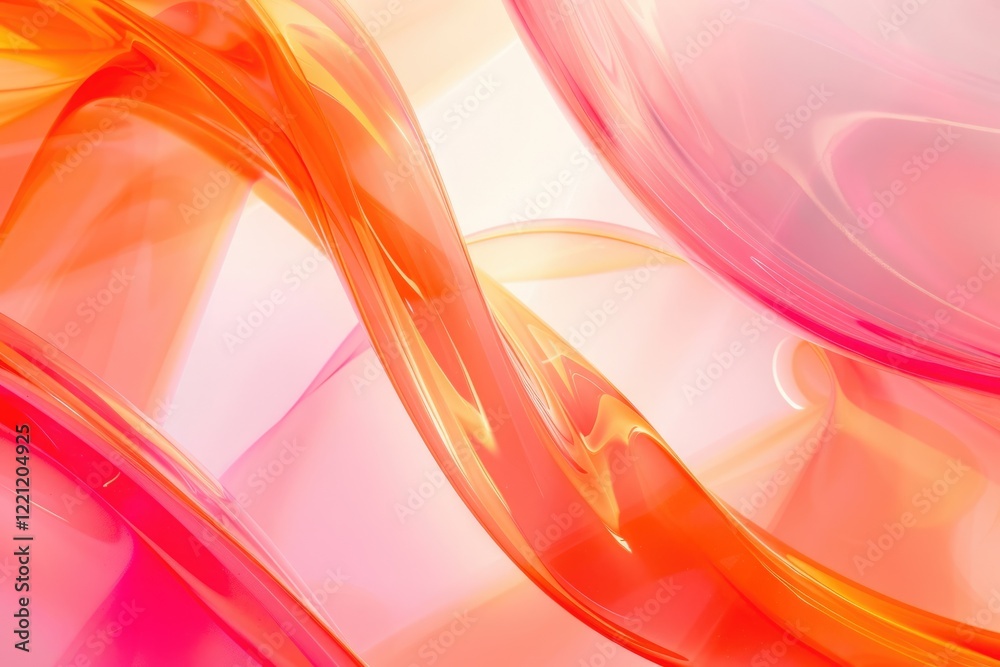 Poster flowing abstract pattern with pink and orange gradients. digital artwork of red and orange cibrant c