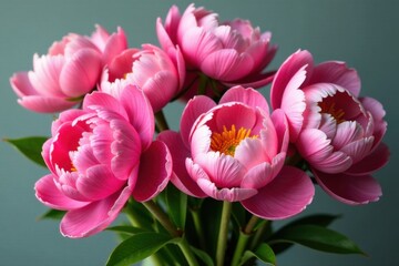 Fototapeta premium Colorful peonies in loose bundle, peony flowers, garden flowers