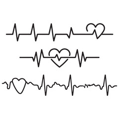 heartbeat line icon collection with a heart symbol, cardiology, medical pulse