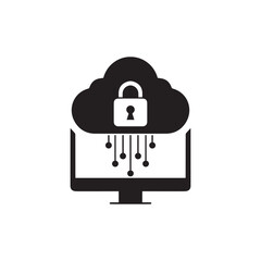 Cloud computing security vector icon, modern flat vector illustration for mobile app, website or desktop app