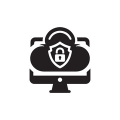 Cloud computing security vector icon, modern flat vector illustration for mobile app, website or desktop app