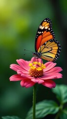 Fototapeta premium Butterfly perched on a flower, perch, rest