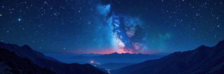 Fototapeta premium Celestial canvas with twinkling stars against dark night sky, night, darkness, space