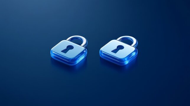 Enhanced data protection, two blue padlocks symbolizing digital security and privacy in a connected world