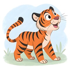tiger vector for kids smiling
