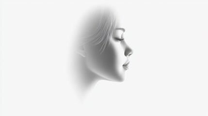 Mysterious woman's profile silhouette with dramatic shadow play on wall, a captivating portrait of light and