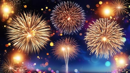 Fototapeta premium Vibrant Fireworks Display at Night
