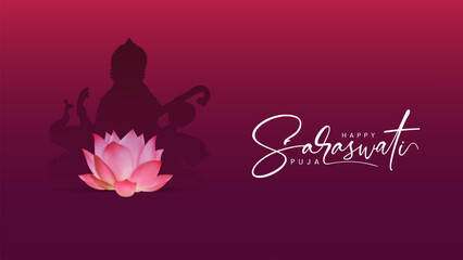 Goddess Saraswati Illustration for Saraswati Puja Celebration