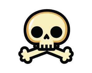 Skull and bones Skull and Crossbones Retro Photograph of Classic Pirate Skull and Human skull isolated on white background. Design element for poster, card, banner, t shirt, emblem, sign.