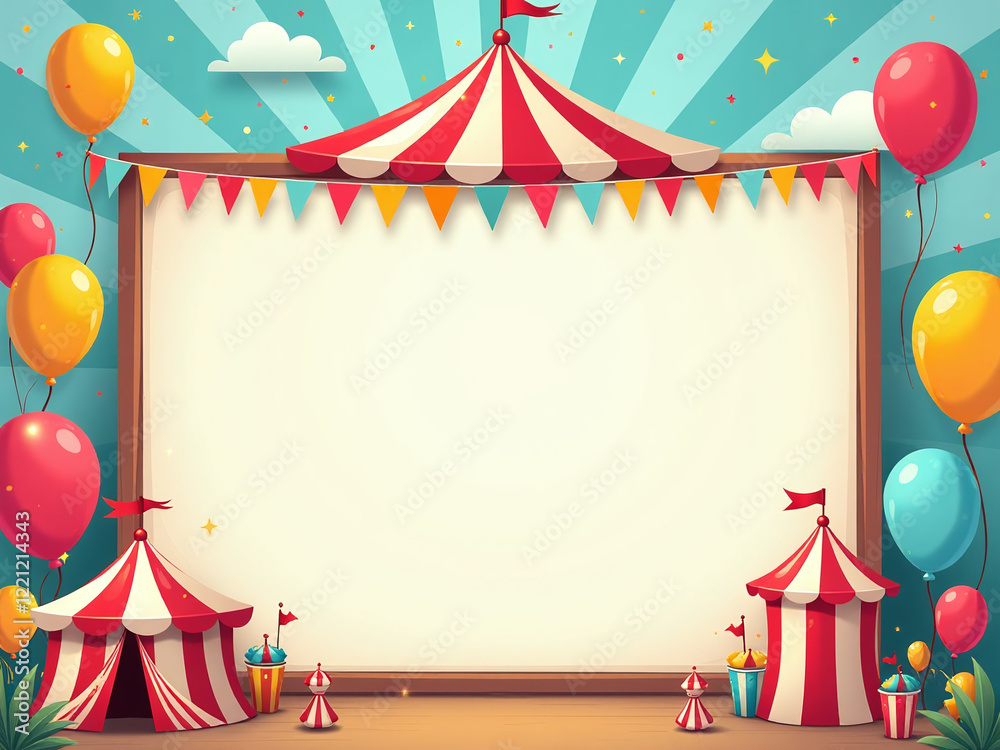 Aufkleber A Vibrant Colorful Carnival Banner With A Large Blank Space For Adding Text Or Graphics To Make It Visually Appealing. 00001