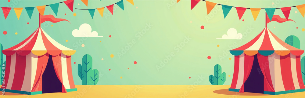 Poster A Vibrant Colorful Carnival Background With A Flat Design Perfect For Use In A Photobooth Setting To Capture Fun Memories. 00001