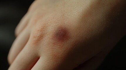Circular Bruise on Hand with Visible Veins