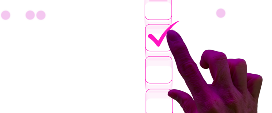 PNG, Hand Touching Checkbox with Futuristic Interface and Transparent Background