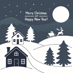 Fototapeta premium christmas night landscape