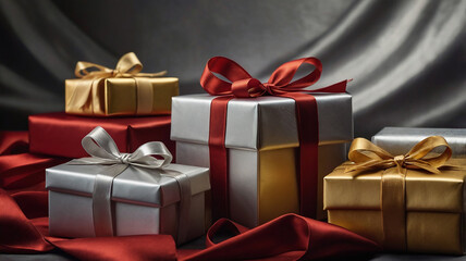 red gift box with golden ribbon