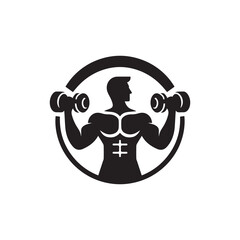 Gym fitness barbell bodybuilder logo icon vector illustration
