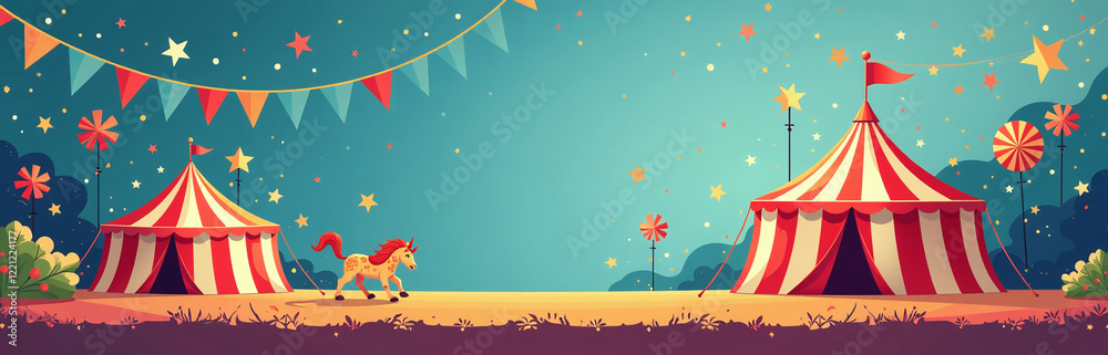 Aufkleber A Colorful Flat Design Is Ideal For Creating Visually Appealing Circus Show Flyers With A Clear Layout. 00002