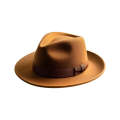 Felt Winter Fedora Hat with Wide Brim Isolated on Transparent Background