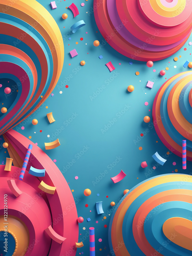 Poster A Colorful Celebration Background Features Swirling Lines With Gradient Elements And A Vibrant 3d Carnival Pattern To Create Visual Interest. 00001