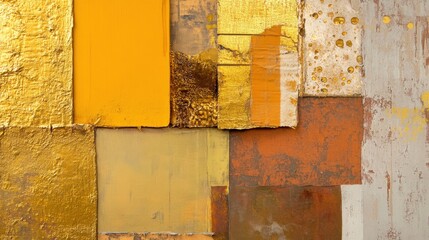 Rich Yellow and Gold Textures in Patchwork Design