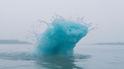 A powerful splash of water frozen mid-air against a plain white background, capturing the intricate details of the droplets and the dramatic motion of the water