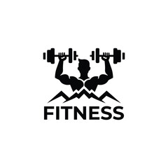 Gym fitness barbell bodybuilder logo icon vector illustration
