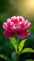 Obraz premium Single Peony Flower in Sunlight, sunlight, garden, single bloom