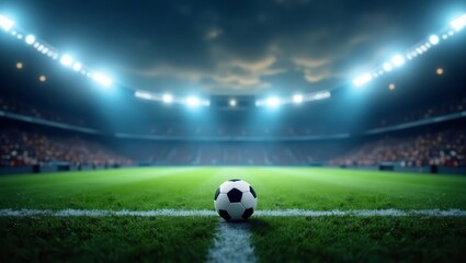 Soccer Stadium, Football Stadium, Green Field, Soccer Field, Football Field, Stadium Lights, Goalpost, Sports Arena, Soccer Match, Grass Field, Artificial Turf, Real Grass Field, Sports Venue, Soccer 