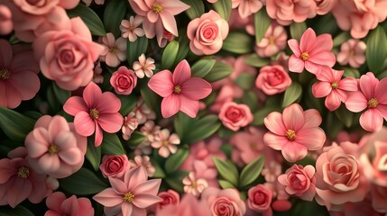 Naklejka premium Flower bed with spring flowers composition background