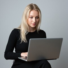 Fototapeta premium Beautiful woman using a laptop computer.