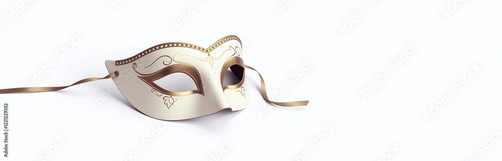 Poster a beautiful venetian mask is isolated against a plain white background in this simple yet elegant st