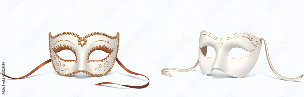 Poster a beautiful venetian mask is isolated against a plain white background in this simple yet elegant st