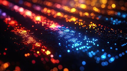 An abstract digital artwork featuring vertical bars of varying widths and colors,