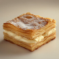 Macro-focused cross-sectional view of Mille-Feuille layers with rich textures.