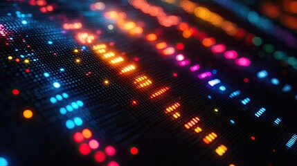 An abstract digital artwork featuring vertical bars of varying widths and colors,