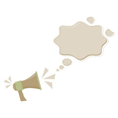 megaphone and text cloud. text balloon. text bubble. megaphone for announcement, notification, information, recruitment, vacancy. vector illustration. pastel colors