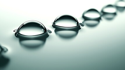 A carefully arranged set of clear water droplets on a smooth white surface, with the light reflections creating a sparkling, geometric effect