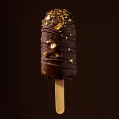 Luxury Chocolate Dessert with Gold Flakes on Dark Background